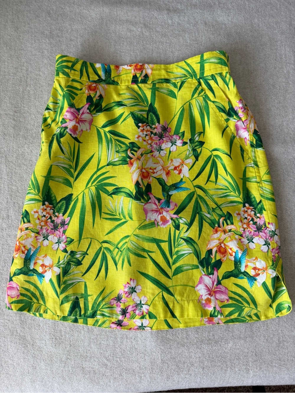 Tommy Bahama Linen Hummingbird Tropical Floral Skirt